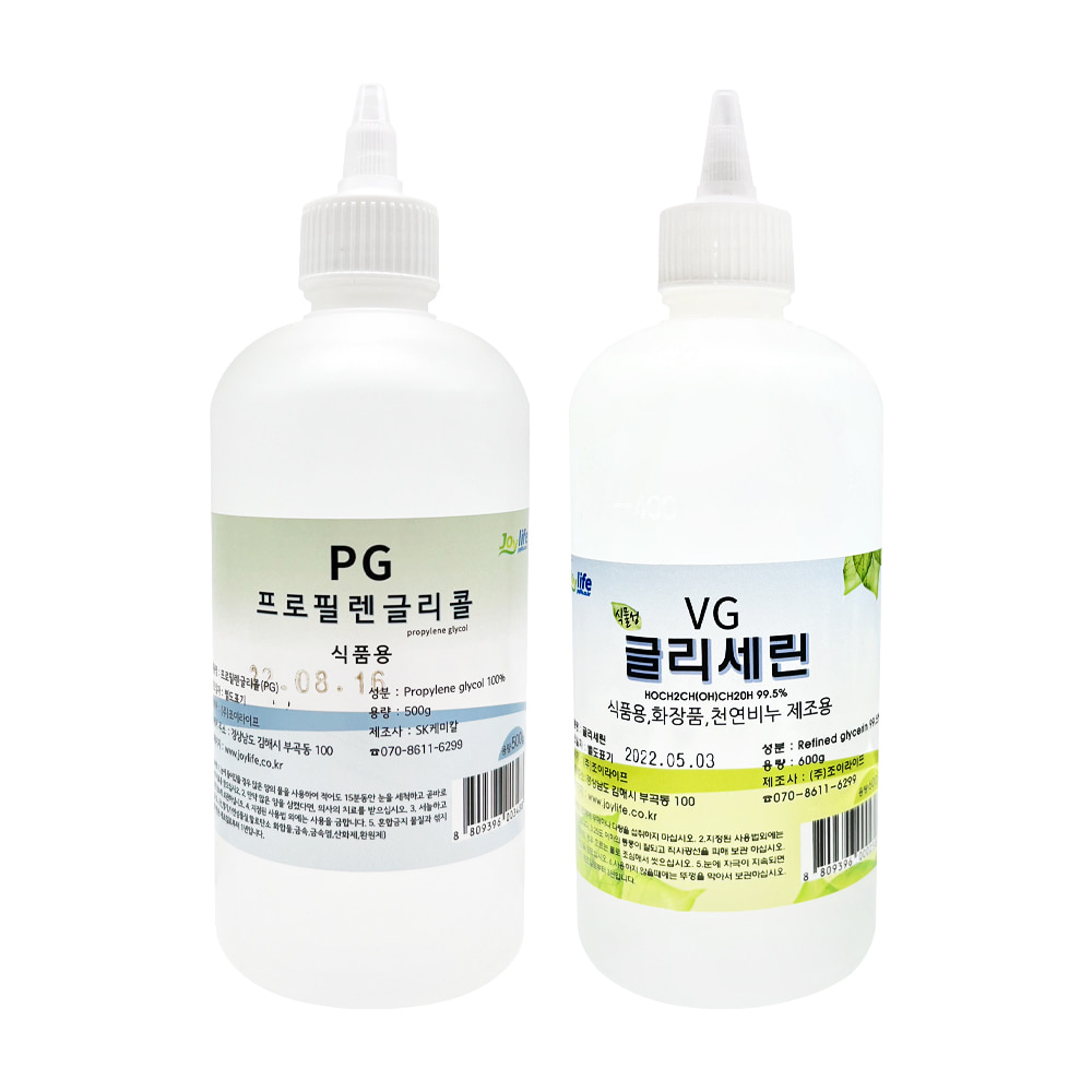 PG 500g + VG 600g 세트 / 글리세린 프로필렌글리콜 향료제조 식품첨가물등급 천연화장품 천연비누 보습 친환경(주)조이라이프