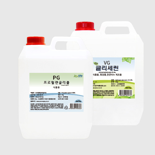 PG 4kg + VG 5kg 세트 / 글리세린 프로필렌글리콜 향료제조 식품첨가물등급 천연화장품 천연비누 보습 친환경(주)조이라이프